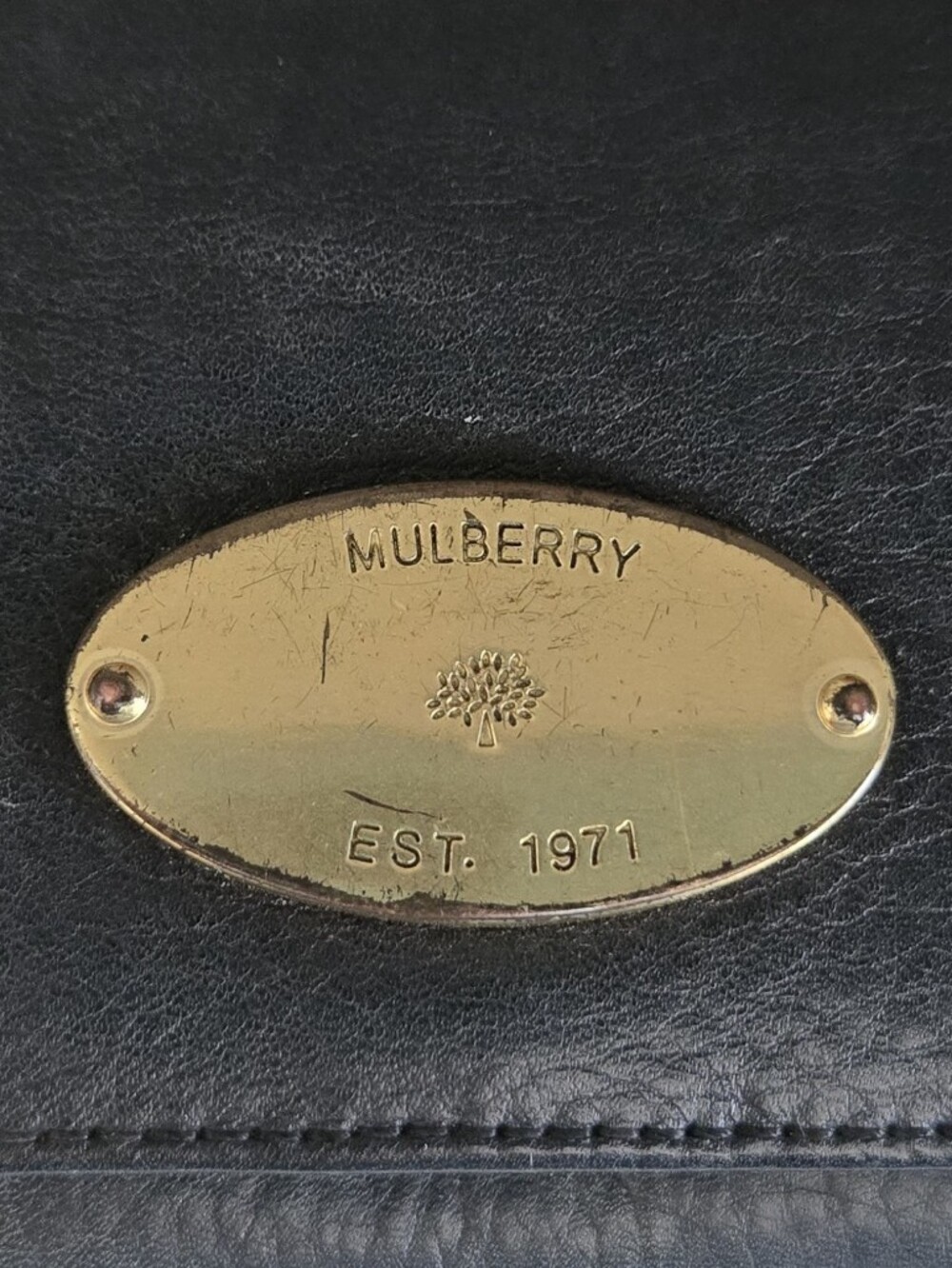 Mulberry Black Leather Wallet with Gold Plaque - Picture 7 of 10